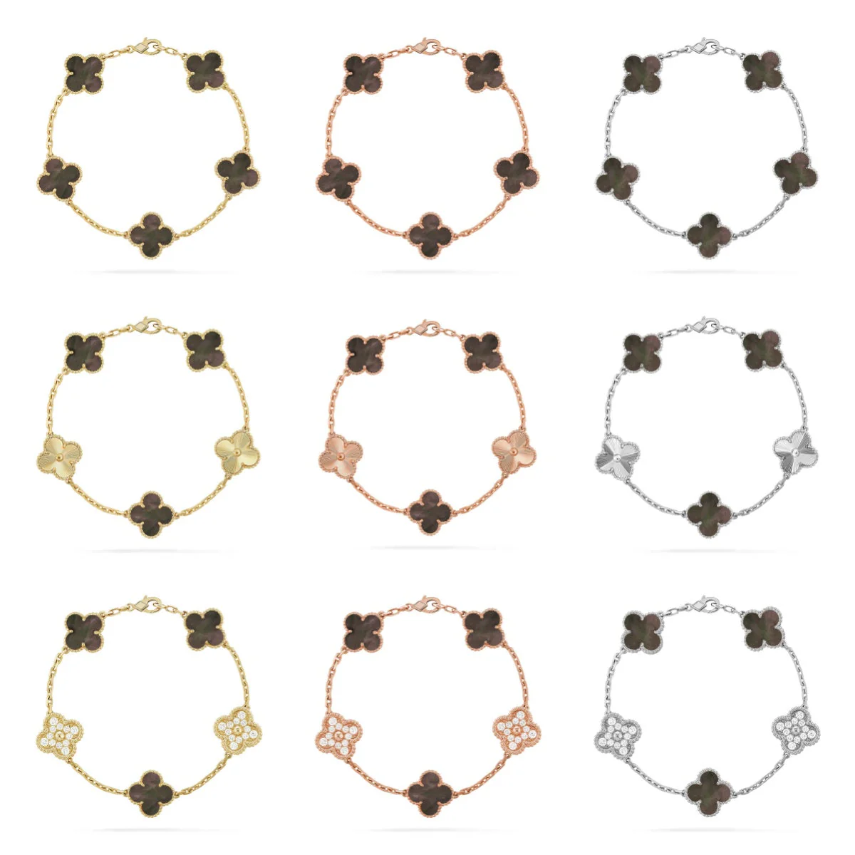 [⭐Mova] CLOVER 5 MOTIF GRAY MOP BRACELET COLLECTION