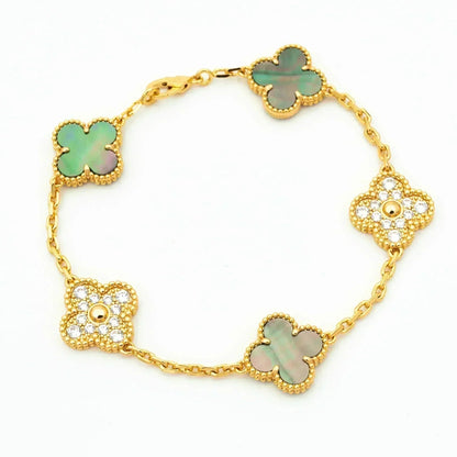[⭐Mova] CLOVER 5 MOTIF GRAY MOP BRACELET COLLECTION