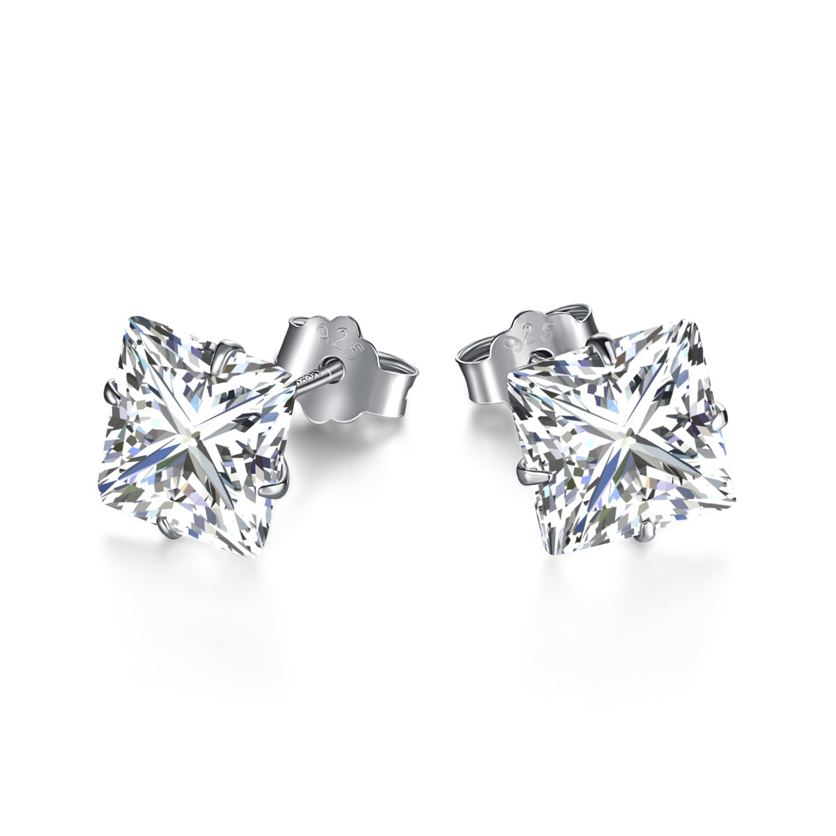 [⭐Mova Jewelry]Stylish Shiny Square Center Stone Stud Earrings