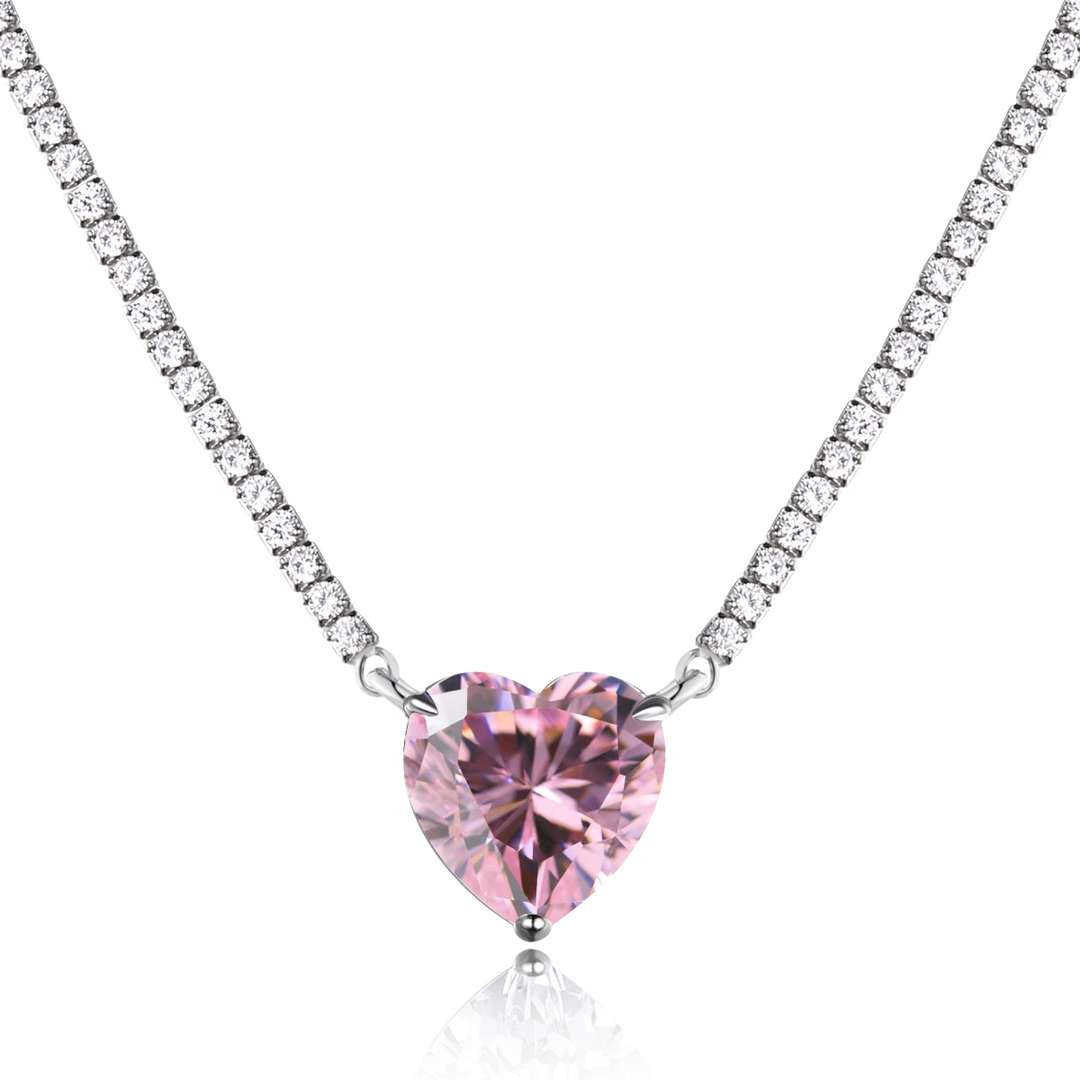 [⭐Mova Jewelry]8.0 Carat Versatile Colorful Sweet Heart-Shaped Tennis Necklace