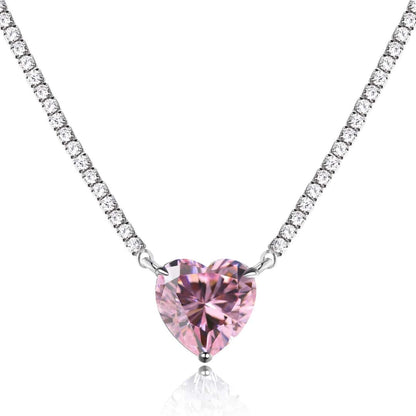 [⭐Mova Jewelry]8.0 Carat Versatile Colorful Sweet Heart-Shaped Tennis Necklace