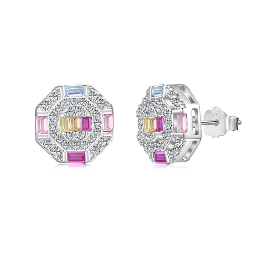 [⭐Mova Jewelry]Ornate Colorful Octagon Shape Daily Earrings