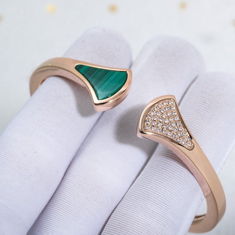 [⭐Mova]DREAM BRACELET OPEN MALACHITE PINK GOLD