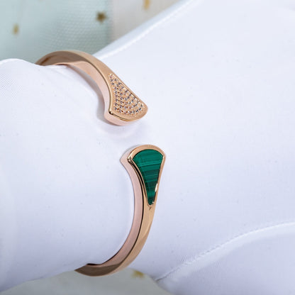 [⭐Mova]DREAM BRACELET OPEN MALACHITE PINK GOLD
