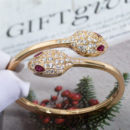 [⭐Mova]SERPENTI BRACELET PINK GOLD DIAMOND DOUBLE SNAKE