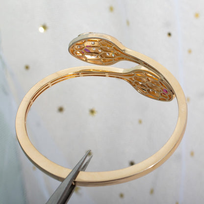 [⭐Mova]SERPENTI BRACELET PINK GOLD DIAMOND DOUBLE SNAKE