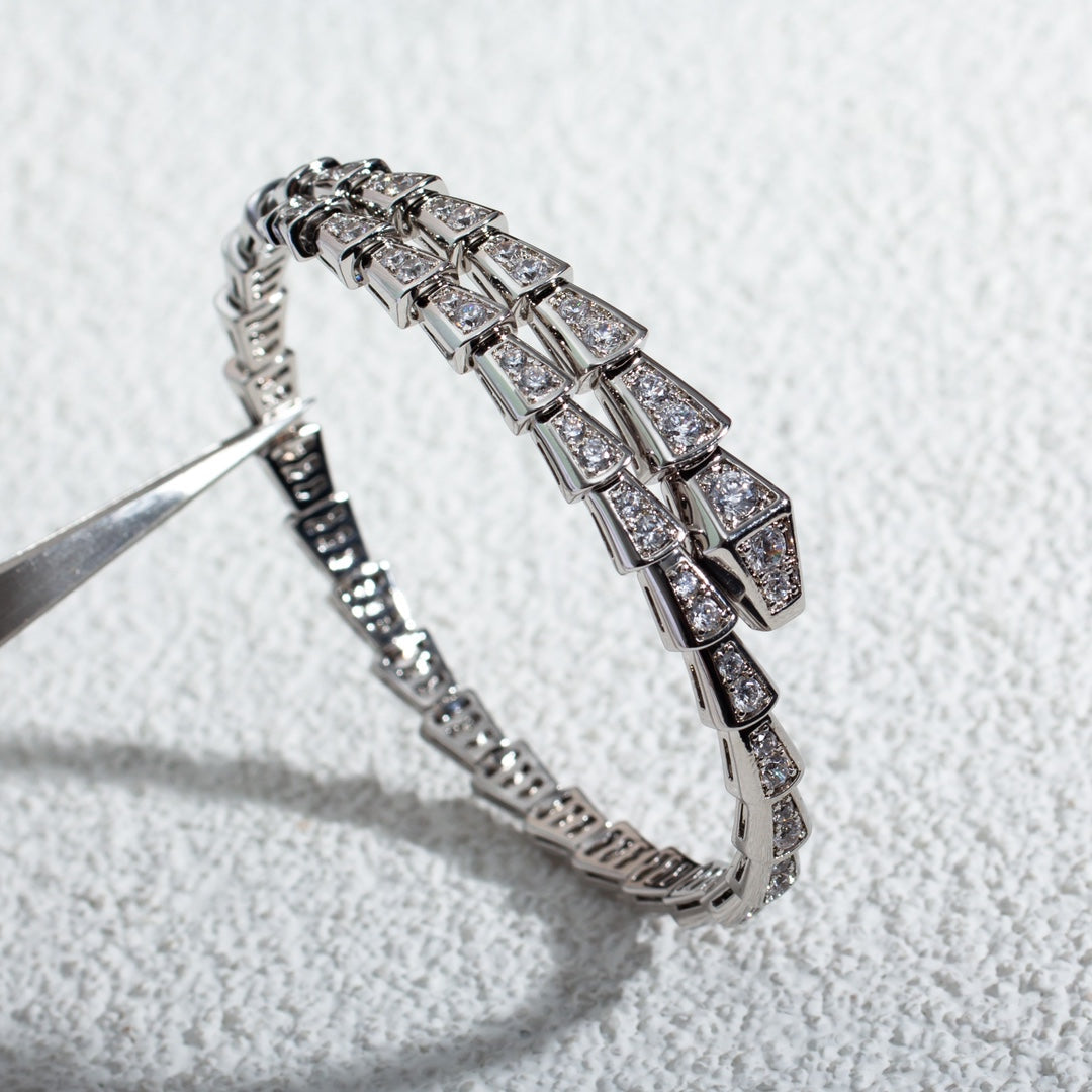 [⭐Mova]SERPENTI BRACELET 6MM SILVER DIAMOND