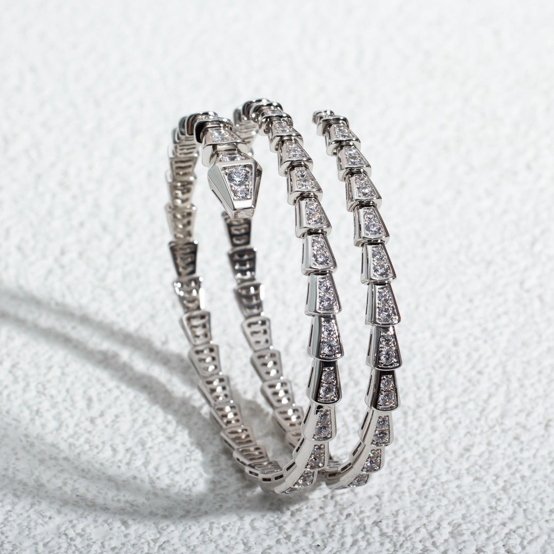 [⭐Mova]SERPENTI BRACELET SILVER DIAMOND DOUBLE ROW