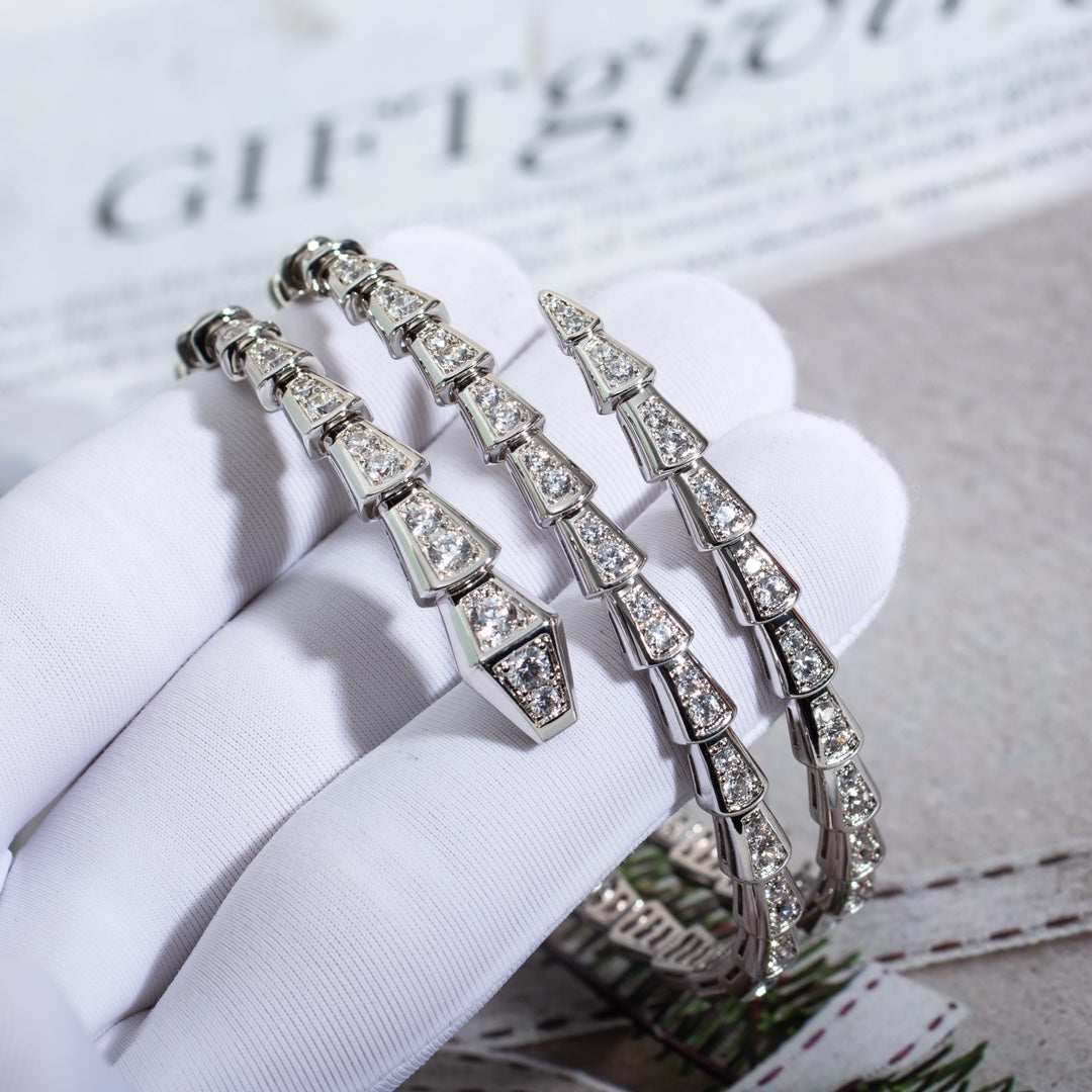 [⭐Mova]SERPENTI BRACELET SILVER DIAMOND DOUBLE ROW