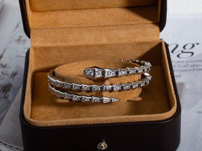 [⭐Mova]SERPENTI BRACELET SILVER DIAMOND DOUBLE ROW