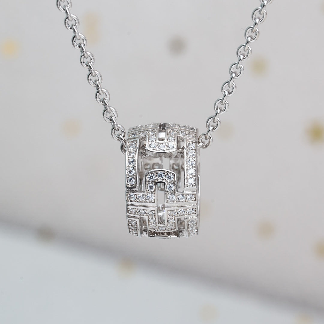 [⭐Mova]PARENTESI NECKLACE SILVER DIAMOND