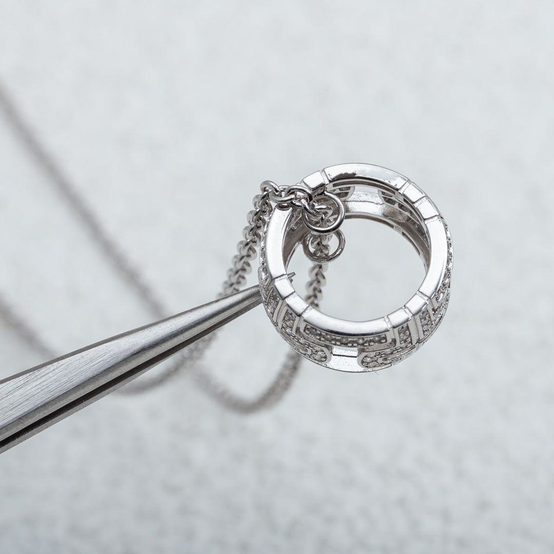 [⭐Mova]PARENTESI NECKLACE SILVER DIAMOND