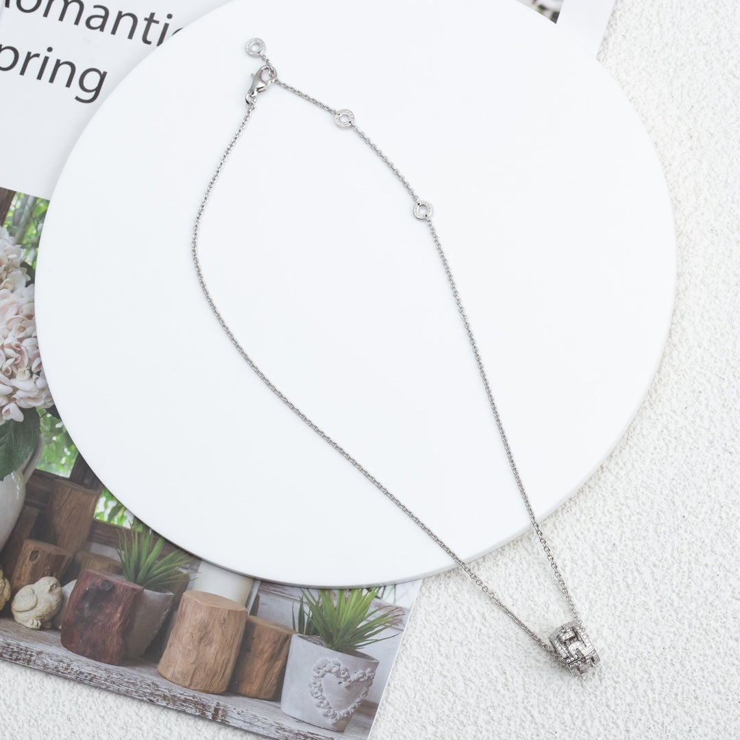 [⭐Mova]PARENTESI NECKLACE SILVER DIAMOND