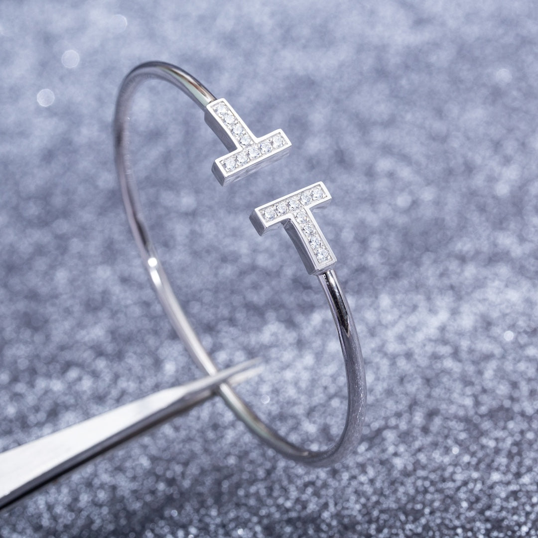 [⭐Mova Jewels]T BRACELET 1.8MM DIAMOND SILVER