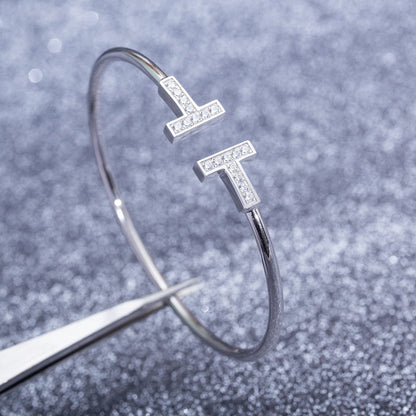 [⭐Mova Jewels]T BRACELET 1.8MM DIAMOND SILVER