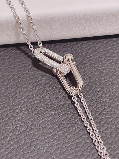 [⭐Mova Jewels]HARDWEAR DOUBLE LINK PEDANT SILVER DIAMOND NECKLACE
