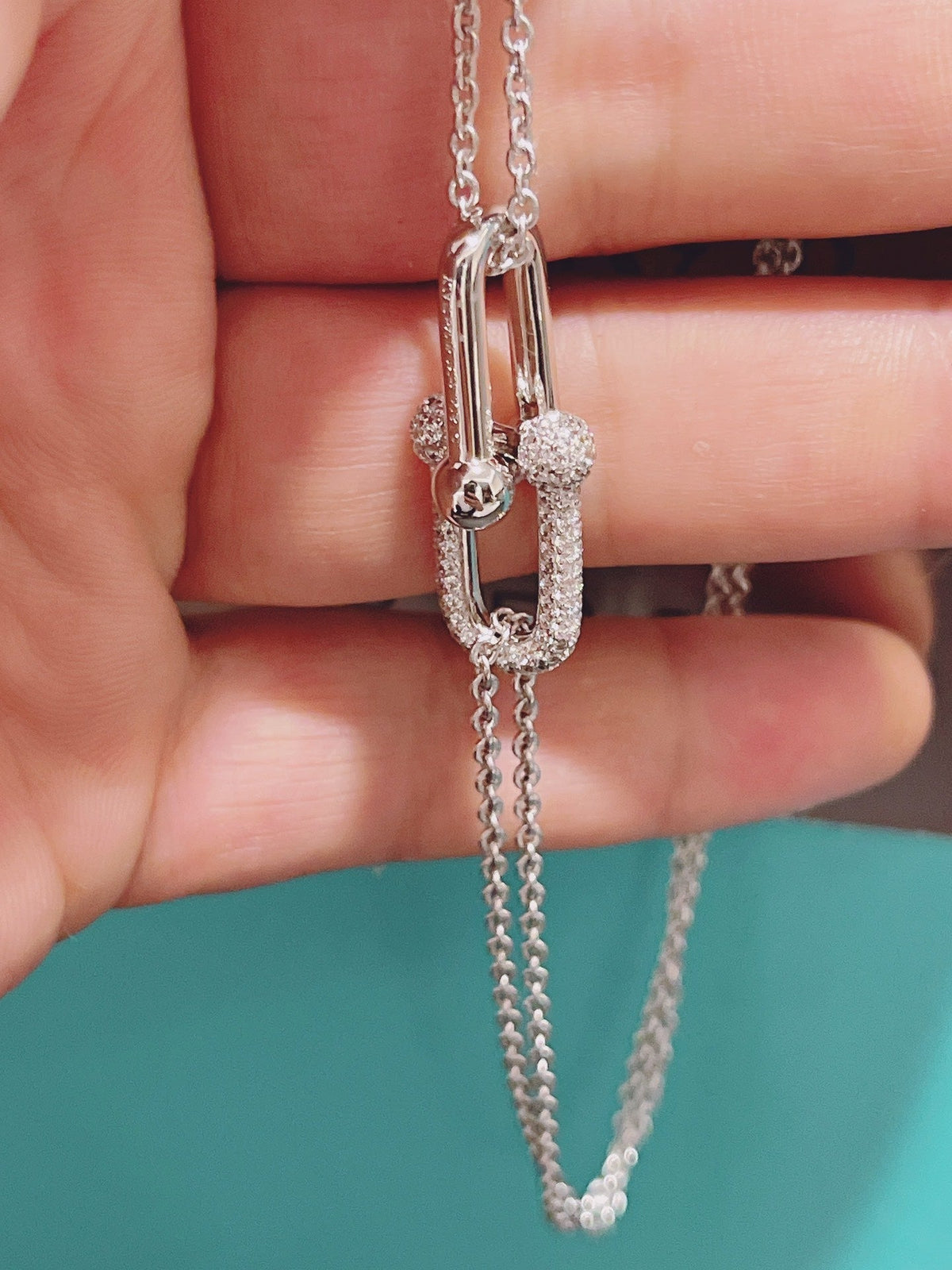 [⭐Mova Jewels]HARDWEAR DOUBLE LINK PEDANT SILVER DIAMOND NECKLACE