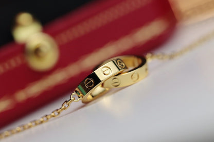 [⭐Mova]LOVE NECKLACE DOUBLE RING GOLD