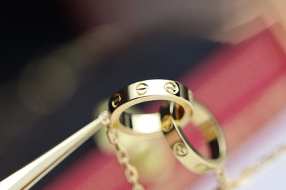 [⭐Mova]LOVE NECKLACE DOUBLE RING GOLD