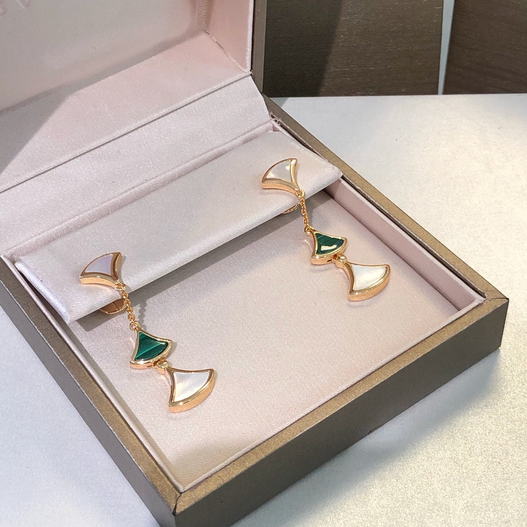 [⭐Mova]DREAM EARRINGS 3 MOTIFS MALACHITE MOP PINK GOLD