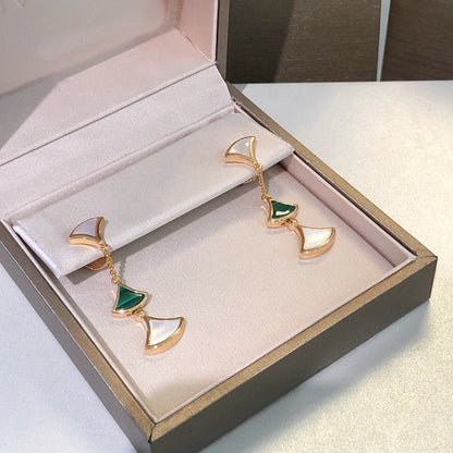 [⭐Mova]DREAM EARRINGS 3 MOTIFS MALACHITE MOP PINK GOLD