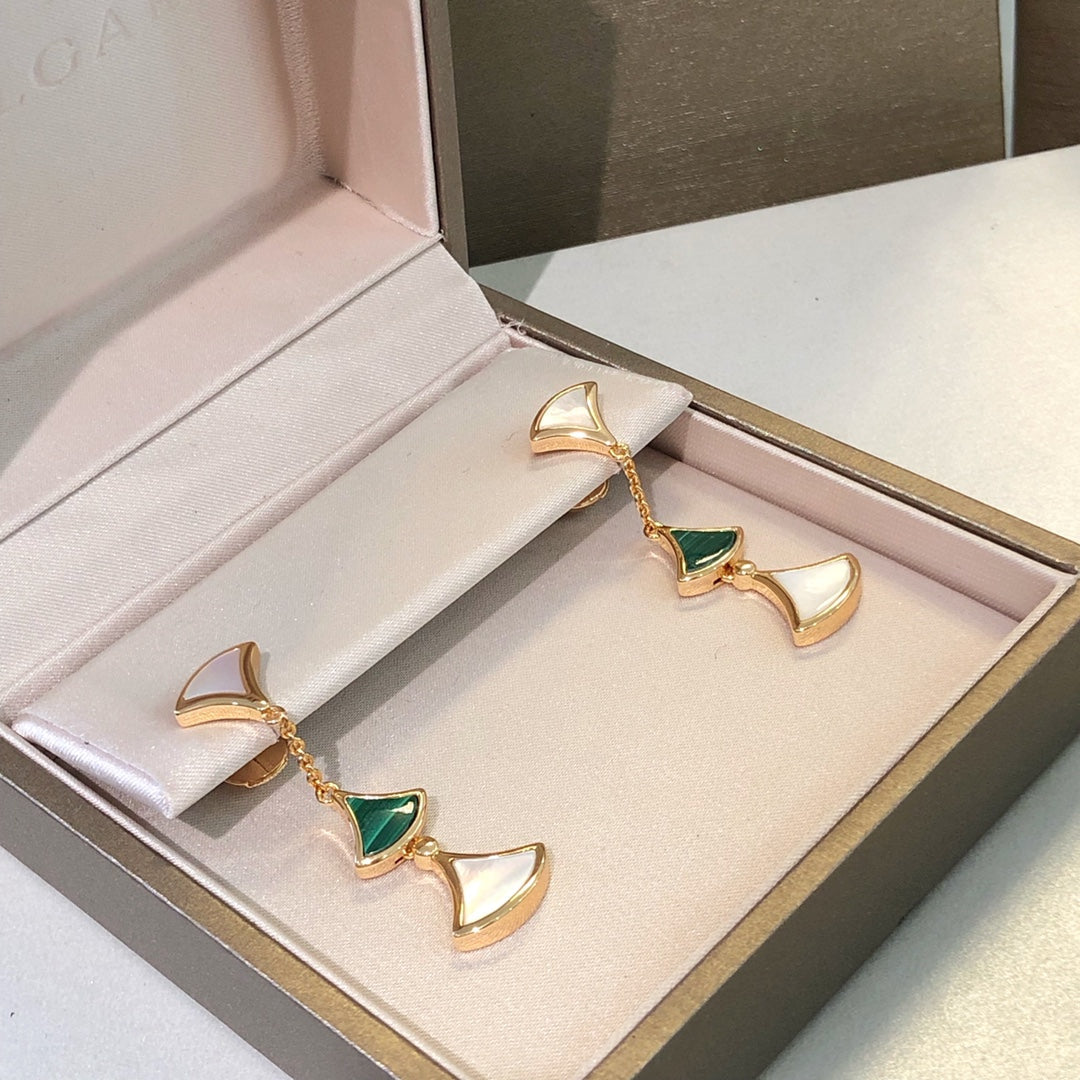 [⭐Mova]DREAM EARRINGS 3 MOTIFS MALACHITE MOP PINK GOLD