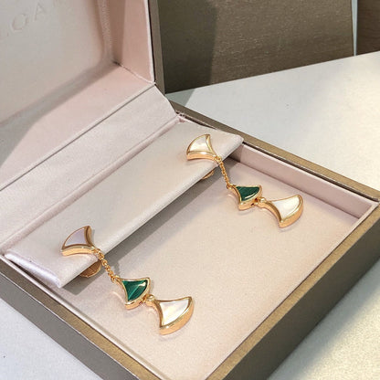 [⭐Mova]DREAM EARRINGS 3 MOTIFS MALACHITE MOP PINK GOLD
