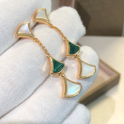 [⭐Mova]DREAM EARRINGS 3 MOTIFS MALACHITE MOP PINK GOLD