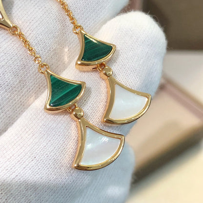 [⭐Mova]DREAM EARRINGS 3 MOTIFS MALACHITE MOP PINK GOLD