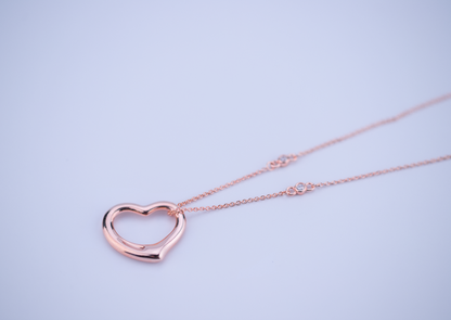 [⭐Mova Jewels]OPEN HEART PEDANT PINK GOLD NECKLACE