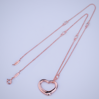 [⭐Mova Jewels]OPEN HEART PEDANT PINK GOLD NECKLACE