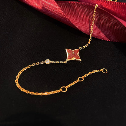 [⭐Mova]COLOR STAR CARNELIAN PINK GOLD DIAMOND BRACELET