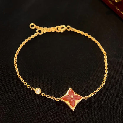 [⭐Mova]COLOR STAR CARNELIAN PINK GOLD DIAMOND BRACELET