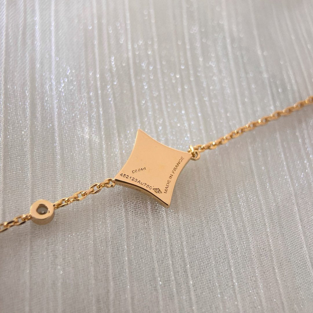 [⭐Mova]COLOR STAR CARNELIAN PINK GOLD DIAMOND BRACELET