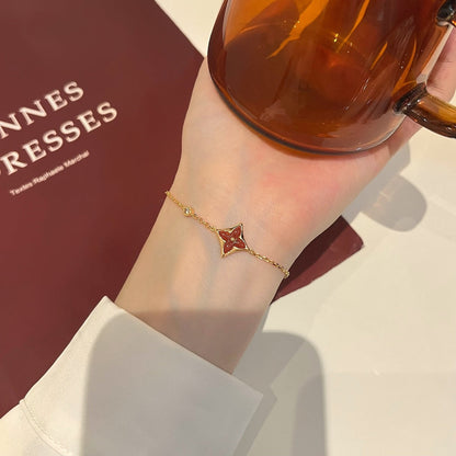 [⭐Mova]COLOR STAR CARNELIAN PINK GOLD DIAMOND BRACELET