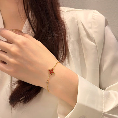 [⭐Mova]COLOR STAR CARNELIAN PINK GOLD DIAMOND BRACELET
