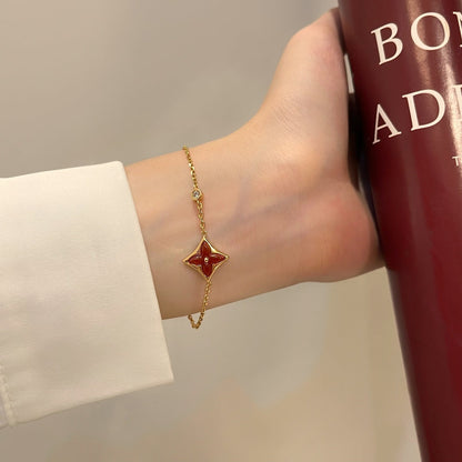 [⭐Mova]COLOR STAR CARNELIAN PINK GOLD DIAMOND BRACELET