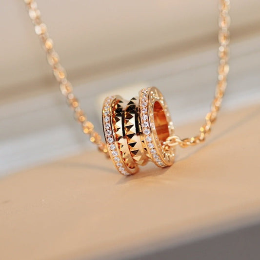 [⭐Mova]ZERO 1 ROCK PEDANT PINK GOLD NECKLACE