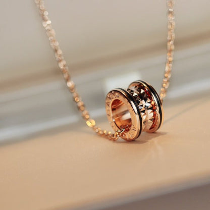 [⭐Mova]ZERO 1 ROCK PEDANT PINK GOLD BLACK NECKLACE