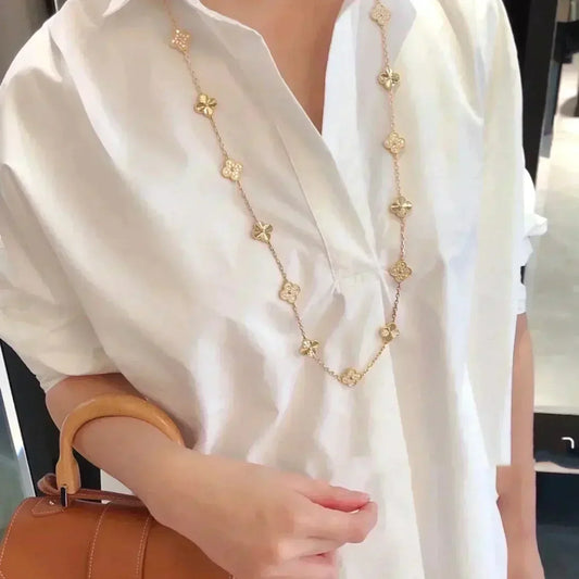 [⭐Mova]CLOVER 20 MOTIFS LASER DIAMOND NECKLACE