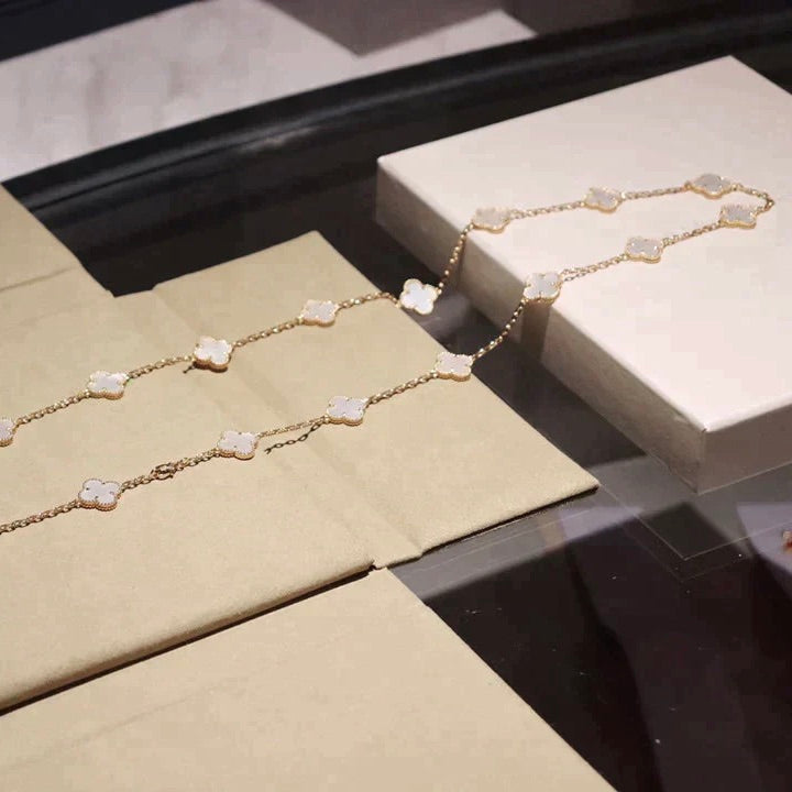 [⭐Mova]CLOVER 20 MOTIFS WHITE MOP NECKLACE