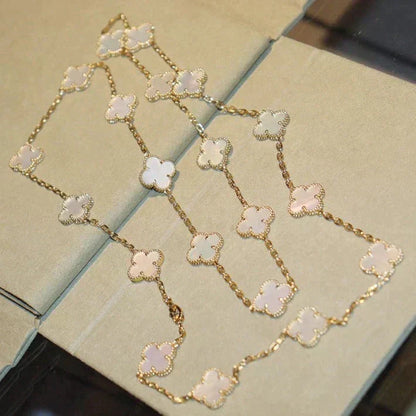 [⭐Mova]CLOVER 20 MOTIFS WHITE MOP NECKLACE
