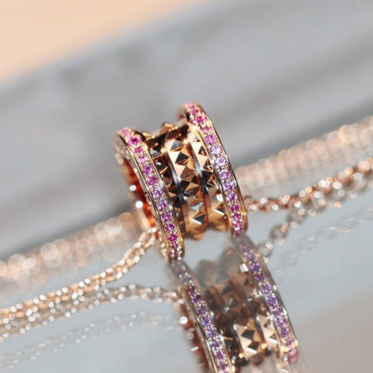 [⭐Mova]ZERO 1 ROCK PINK GOLD PINK DIAMOND NECKLACE
