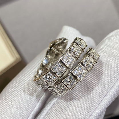 [⭐Mova]SERPENTI DOUBLE RING SILVER DIAMOND PAVED