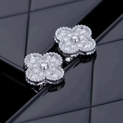 [⭐Mova]CLOVER 1 MOTIFS DIAMOND STUD EARRINGS SILVER
