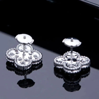 [⭐Mova]CLOVER 1 MOTIFS DIAMOND STUD EARRINGS SILVER