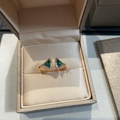 [⭐Mova]DREAM MALACHITE DIAMOND OPEN RING