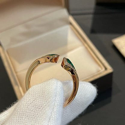 [⭐Mova]DREAM MALACHITE DIAMOND OPEN RING