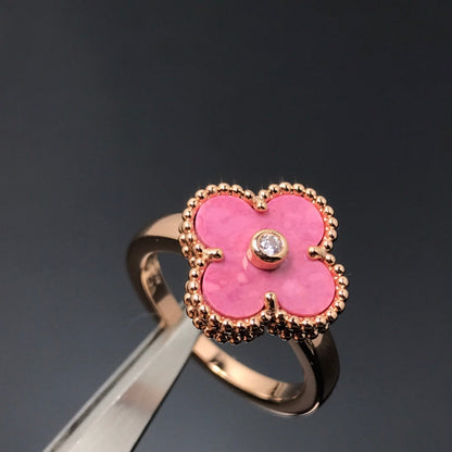 [⭐Mova]CLOVER RHODONITE ROSE GOLD RING