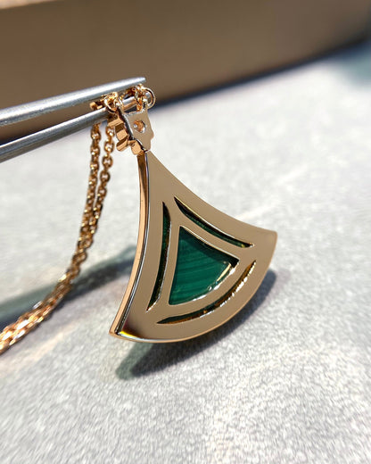 [⭐Mova]DREAM MALACHITE DIAMOND PAVED PINK GOLD NECKLACE